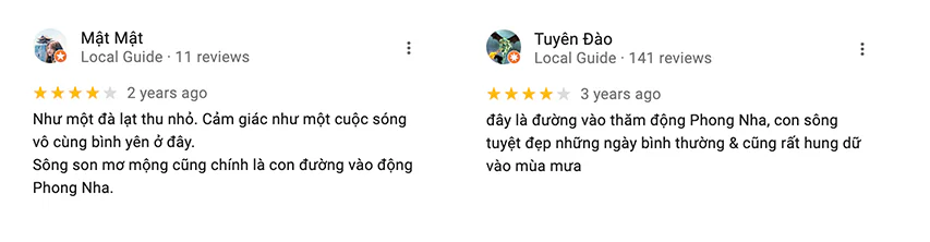 Đánh giá sông Son của du khách