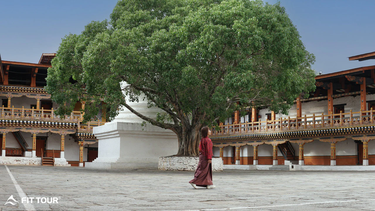 Du khách dạo bên trong khuôn viên tu viện Punakha Dzong