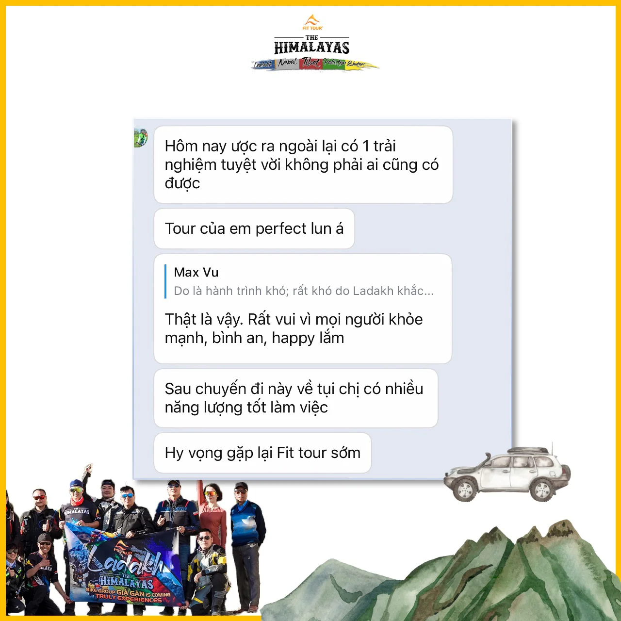 Chụp mà hình đánh giá của khách hàng về Tour Ladakh do Fit Tour tổ chức