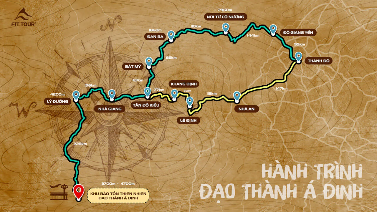 Bản đồ du lịch hành trình Đạo Thành Á Đinh