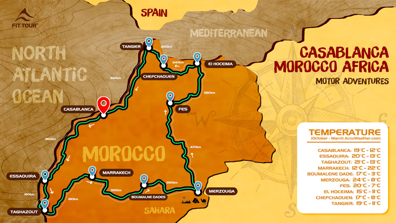 Bản đồ hành trình Morocco