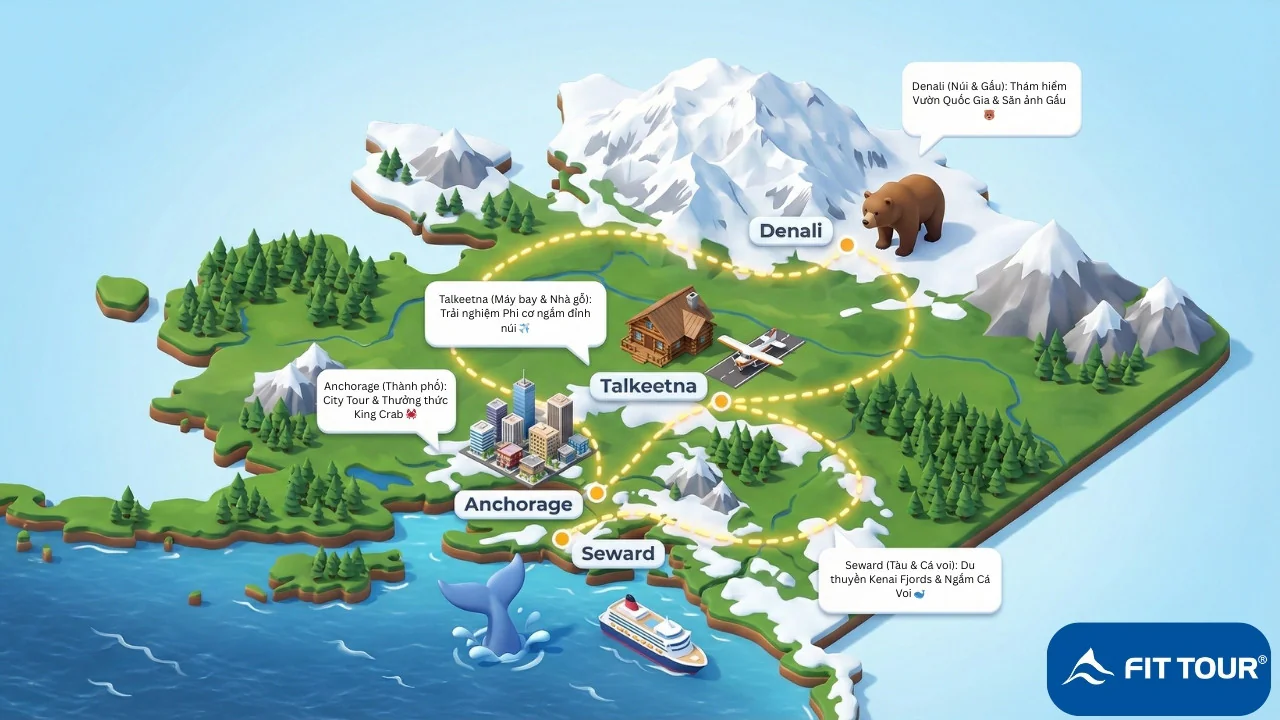 Bản đồ Tour Alaska