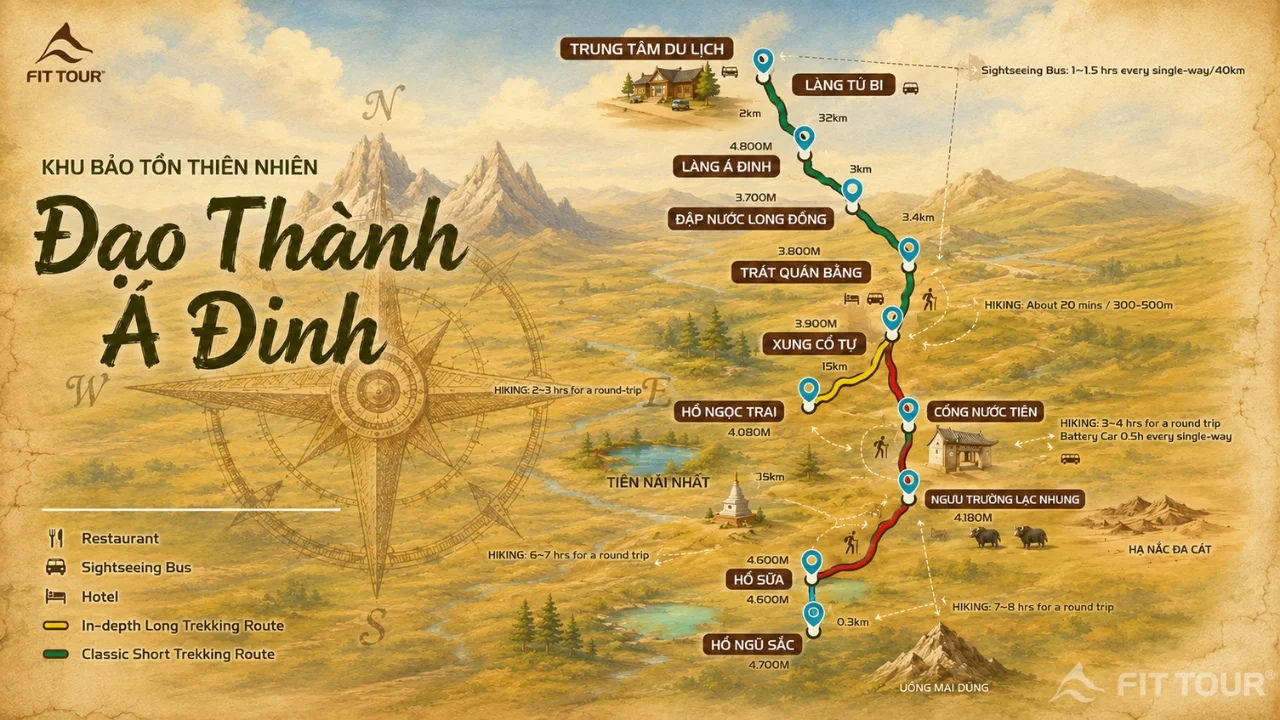 Bản đồ du lịch hành trình Đạo Thành Á Đinh