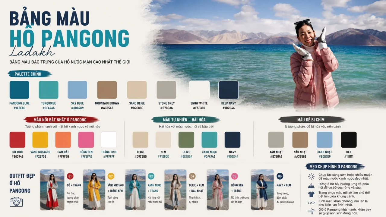 Bảng màu trang phục tại hồ Pangong