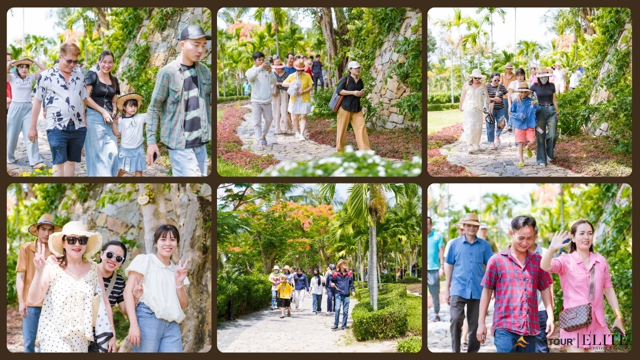 Dạo bộ và thư giãn trong khuôn viên xanh mát của resort