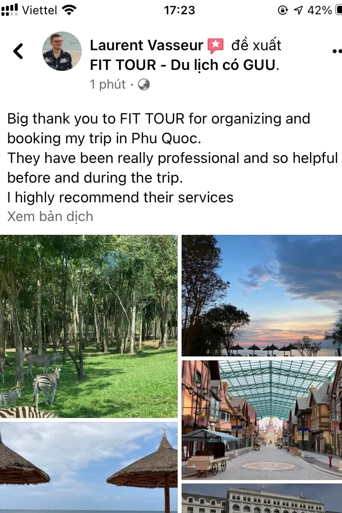 Du khách người Pháp đánh giá về chuyến du lịch Phú Quốc sau dịch covid-19 do Fit Tour tổ chức