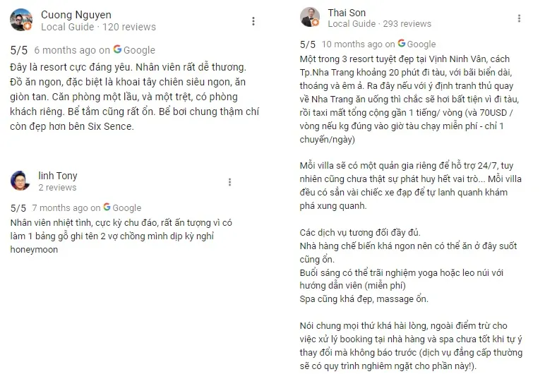 Review khách hàng về L'Alya Ninh Vân Bay Nha Trang