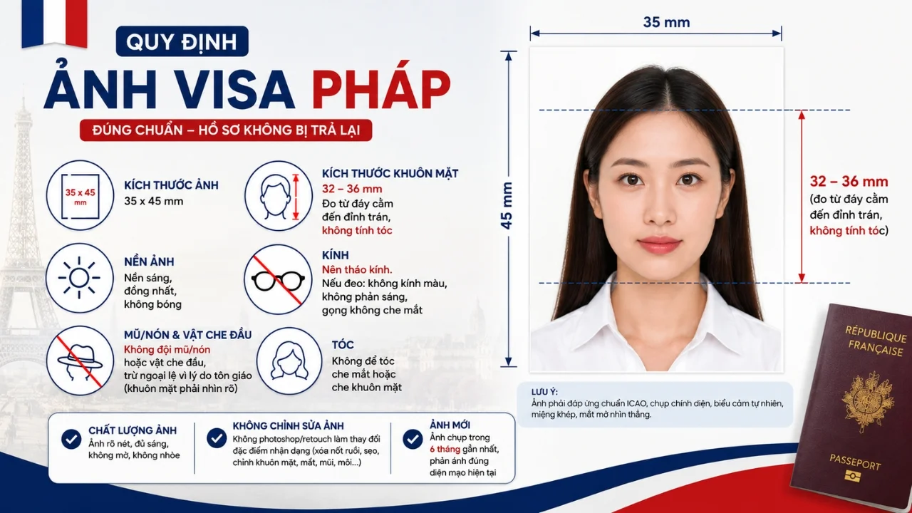 Quy Định Ảnh Visa Pháp: Kích Thước, Tiêu Chuẩn ICAO