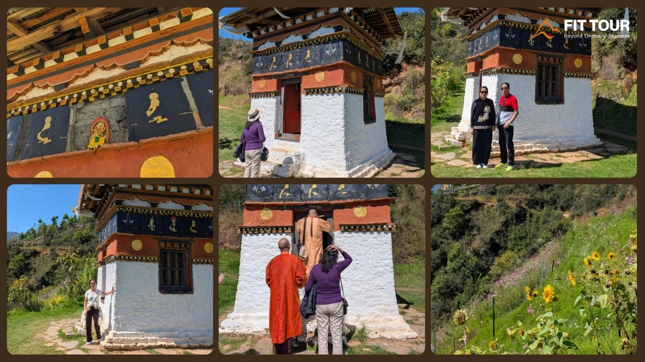 Công trình tôn giáo nhỏ và các chi tiết Phật giáo trên khuôn viên Wangditse Lhakhang Thimphu