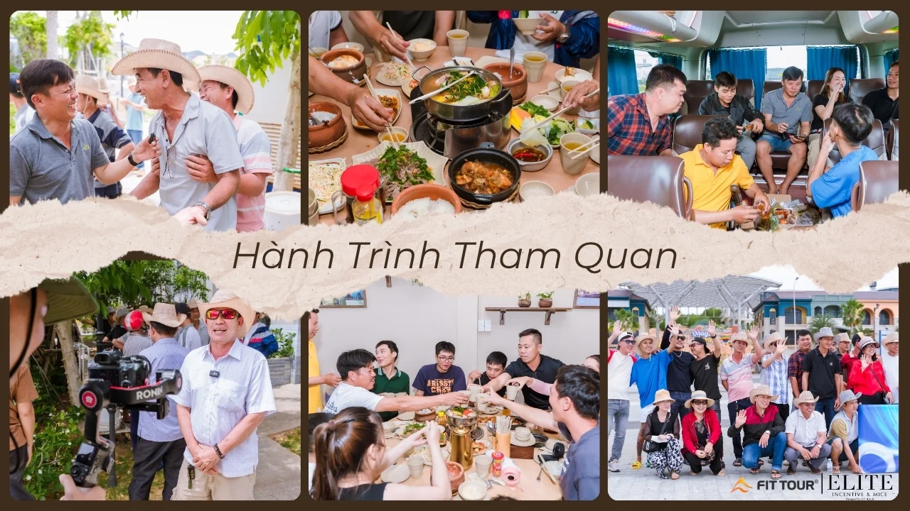 Đoàn khách thưởng thức các món ăn đặc sản địa phương vô cùng hấp dẫn